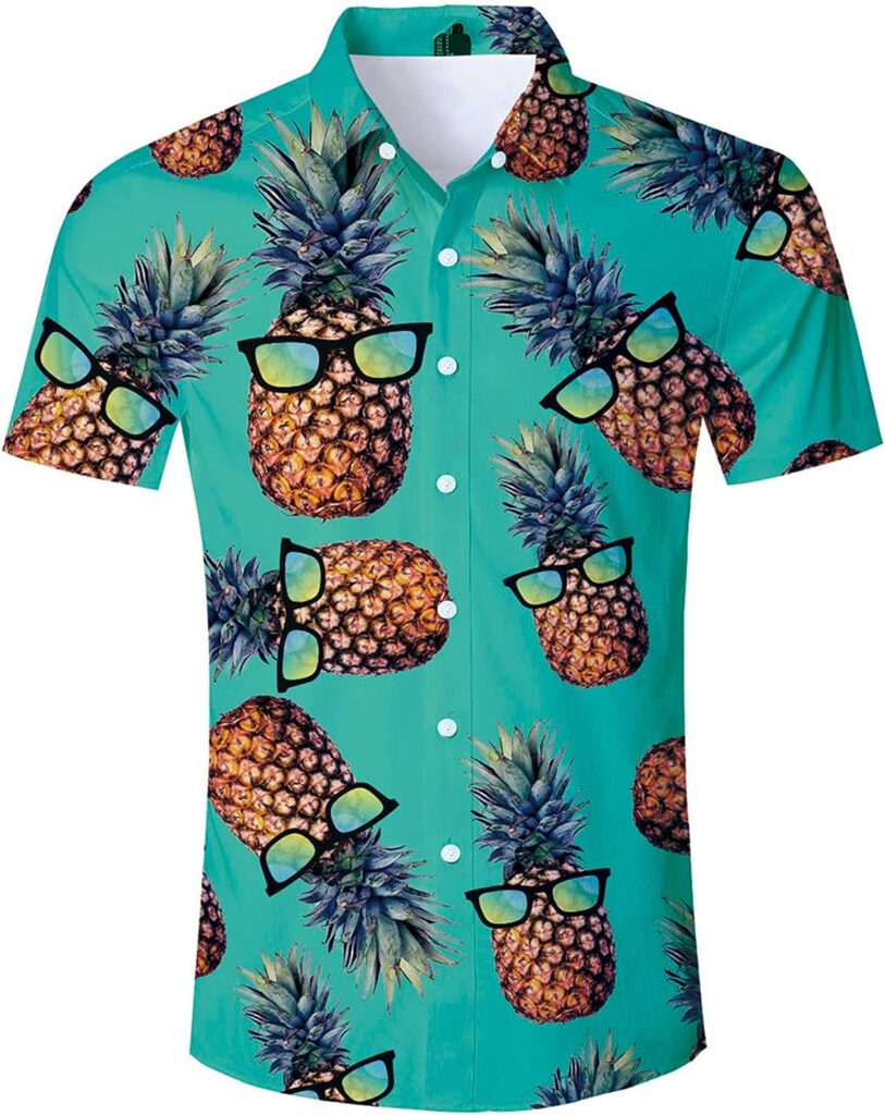 ALISISTER Mens Novelty Dress Shirts Button Down Funny 3D Pattern Hawaiian Shirt Summer Holiday Beach Tops