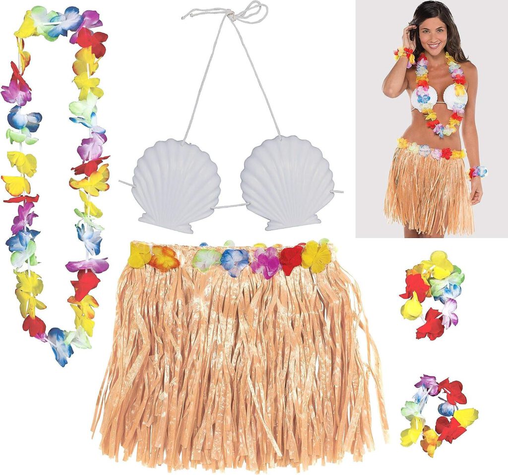 amscan Adult Hula Skirt Costume Kit - Small, Multicolor - 1 Set