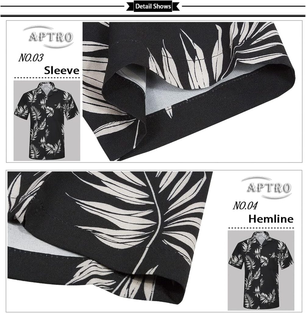 APTRO Mens Hawaiian Shirt 4 Way Stretch Beach Tropical Aloha Shirts