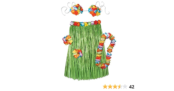 Child Hula Outfit Set Includes: Skirt, (Bikini Top, Wristlets/Anklets, Lei) Party Accessory (1 count) (1/Pkg)