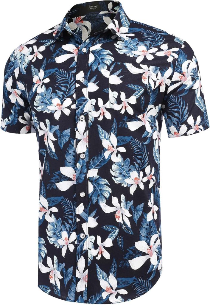 COOFANDY Mens Hawaiian Shirts Short Sleeve Casual Button Down Tropical Beach Shirt