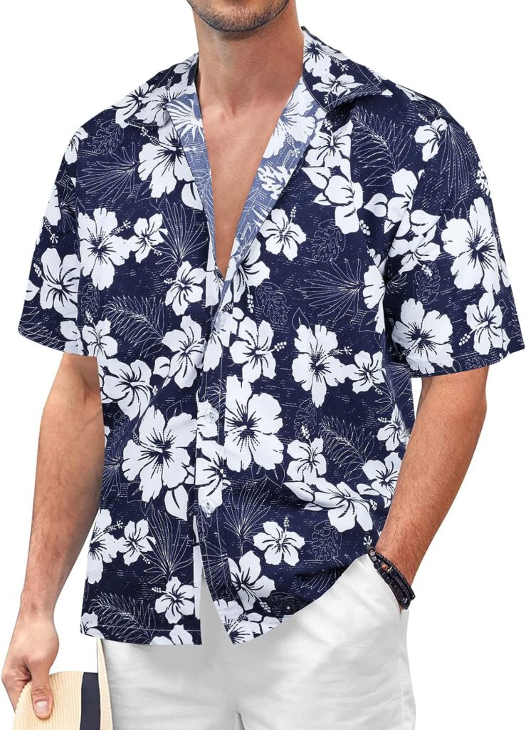 Sumolux Mens Hawaiian Floral Shirts Button Down Tropical Holiday Beach Shirts