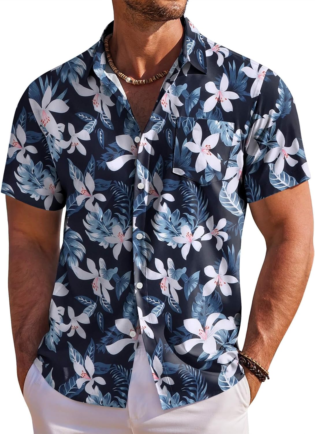 COOFANDY Mens Hawaiian Shirt Short Sleeve Floral Button Down Shirts Tropical Holiday Beach Shirts