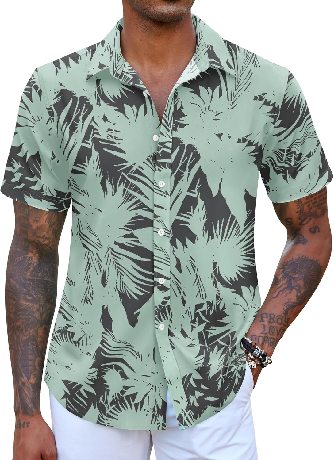 COOFANDY Mens Hawaiian Shirts Short Sleeve Button Down Aloha Shirt Casual Beach Clothes