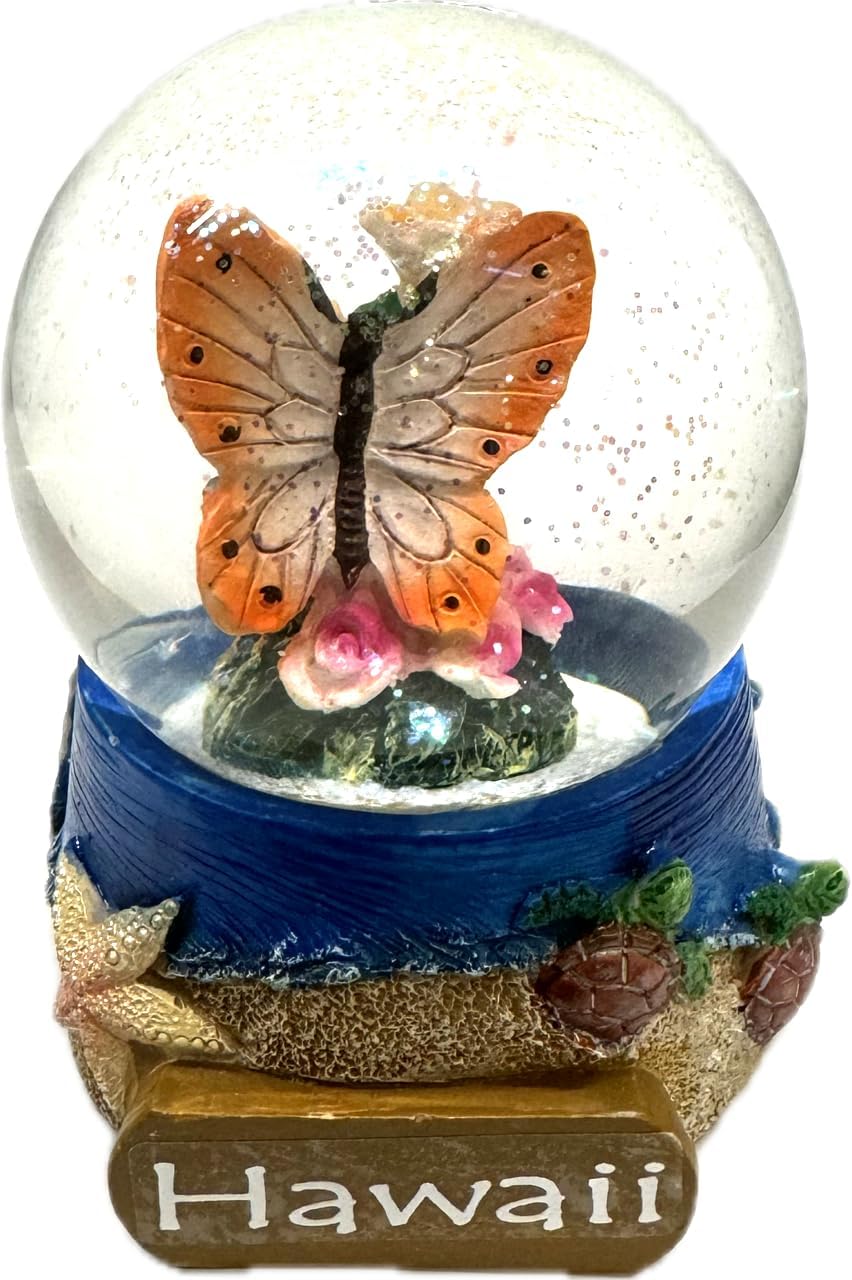 Hawaii Butterfly Snow Globe Made in The USA