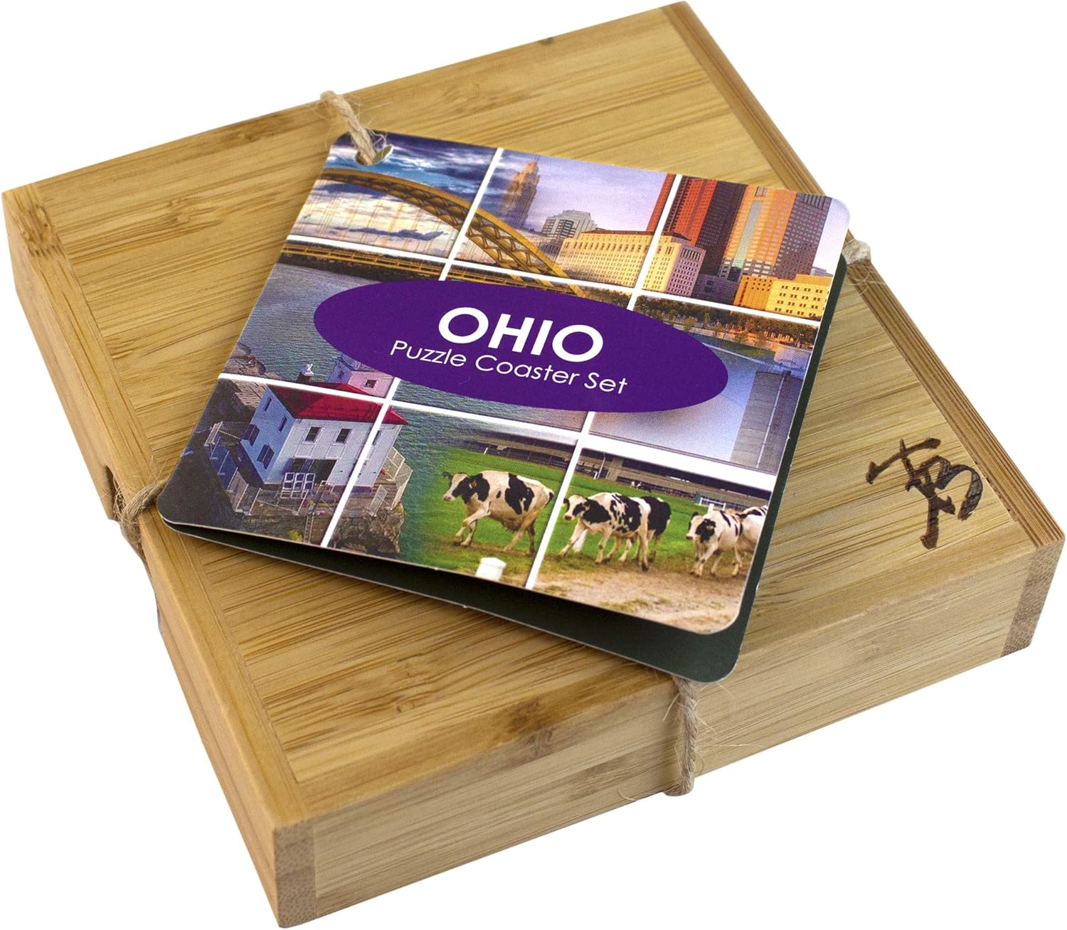 Totally Bamboo Hawaii State Puzzle 4 Piece Bamboo Coaster Set with Case