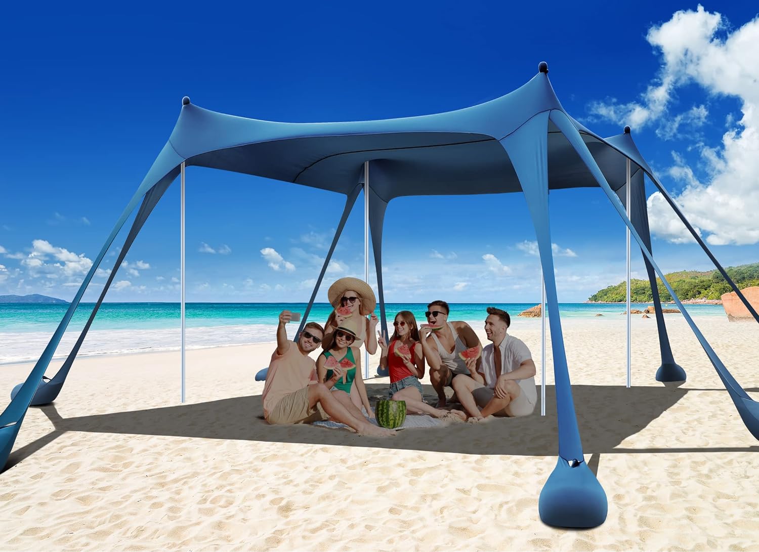 thumbnail image 2 of OUTELY Beach Tent Sun Shelter - UPF50+ Wind-Supported Design For 3-6 People 2 of 13