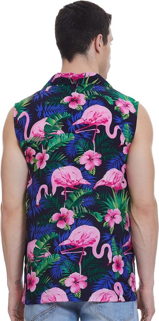 Stylore Mens Hawaiian Shirt Button Down Short Sleeves Flamingo
