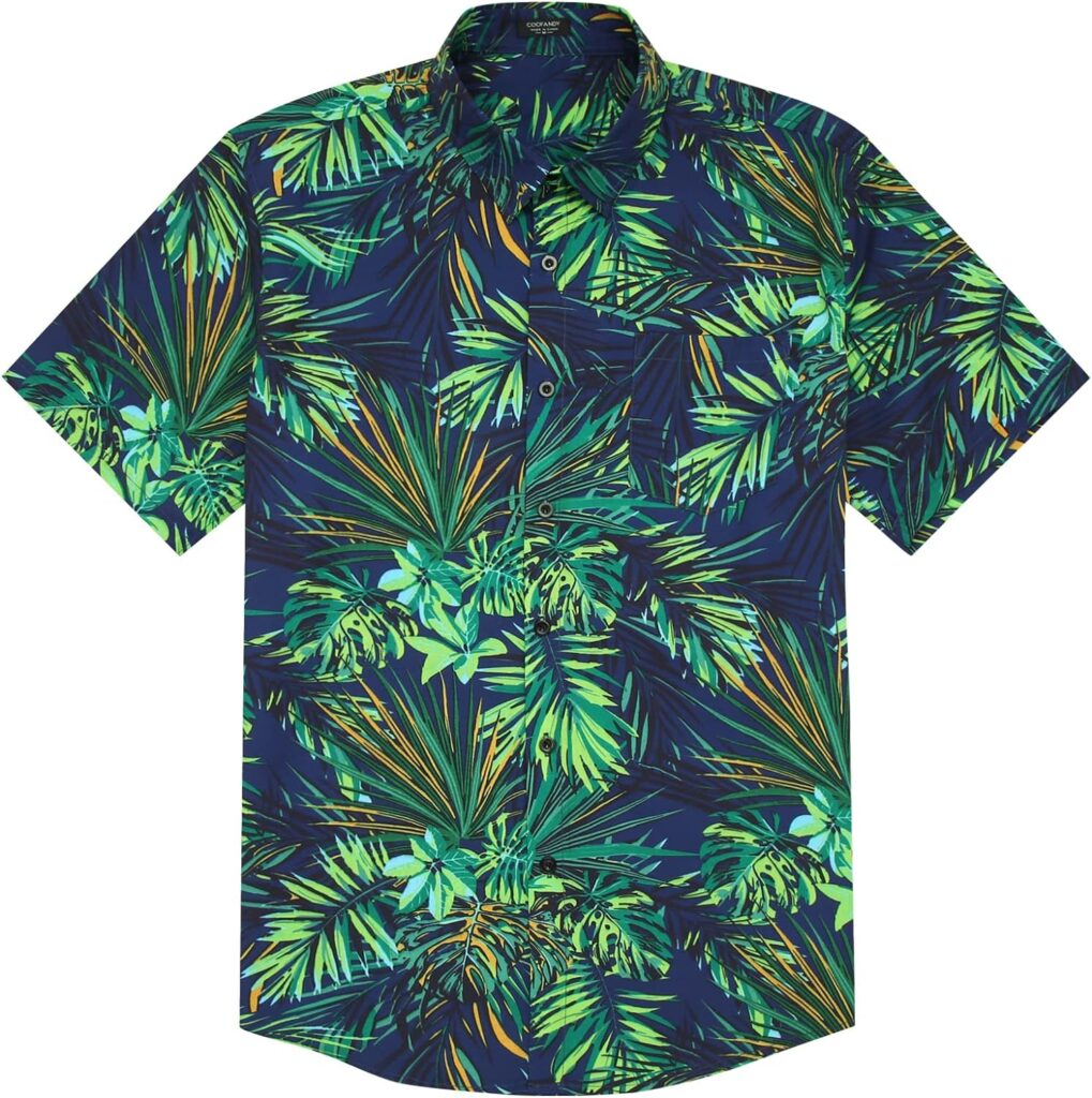 COOFANDY Mens Hawaiian Tropical Shirt Short Sleeve Casual Button Down Floral Summer Beach Shirts with Pocket