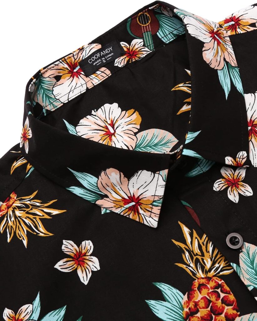 COOFANDY Mens Hawaiian Tropical Shirt Short Sleeve Casual Button Down Floral Summer Beach Shirts with Pocket