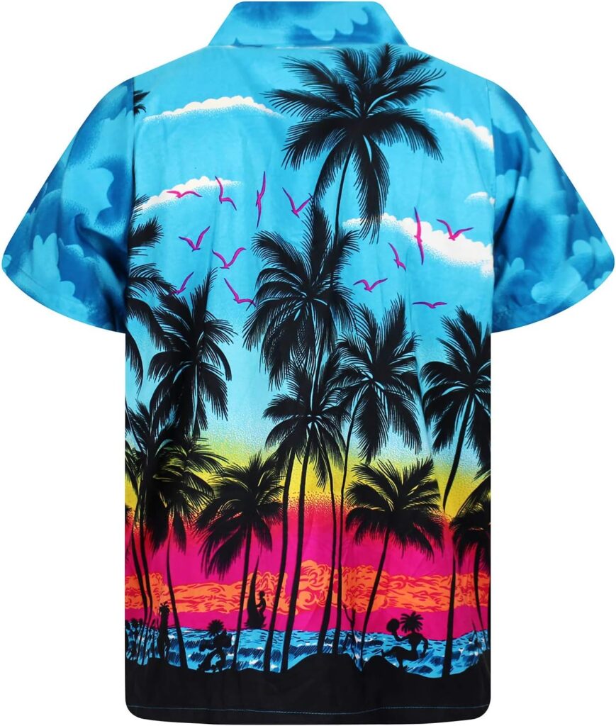 Funky Hawaiian Shirt Casual Men Front Pocket Button Down Very Loud Shortsleeve Unisex Beach Multi Colors