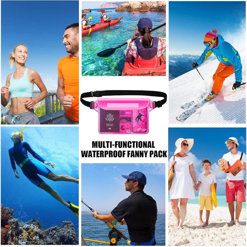 AiRunTech Waterproof Fanny Pack,Waterproof Pouch for Phone Passport Wallet Purse with Waist Strap,Floating Waterproof Bags for Travel Beach Swimming Kayaking Boating Pool Accessories