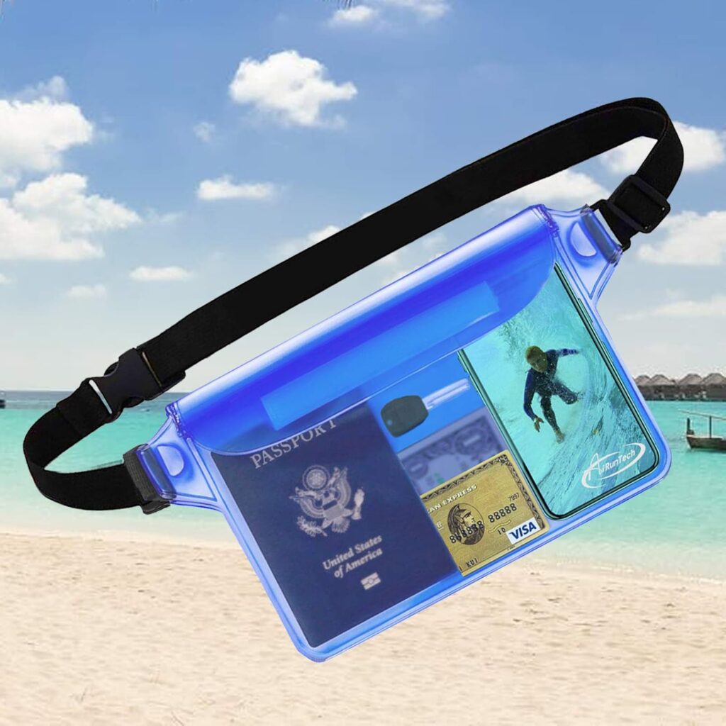 AiRunTech Waterproof Fanny Pack,Waterproof Pouch for Phone Passport Wallet Purse with Waist Strap,Floating Waterproof Bags for Travel Beach Swimming Kayaking Boating Pool Accessories