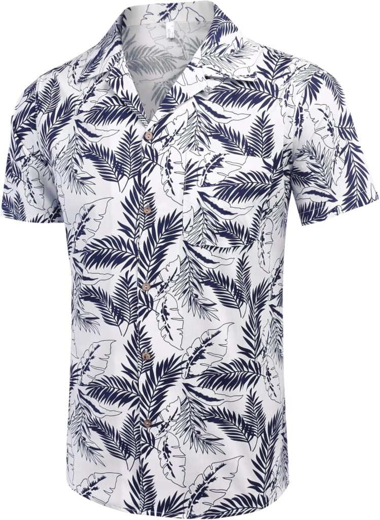 Coofandy Mens Hawaiian Floral Shirts Cotton Linen Button Down Tropical Holiday Beach Shirts 1