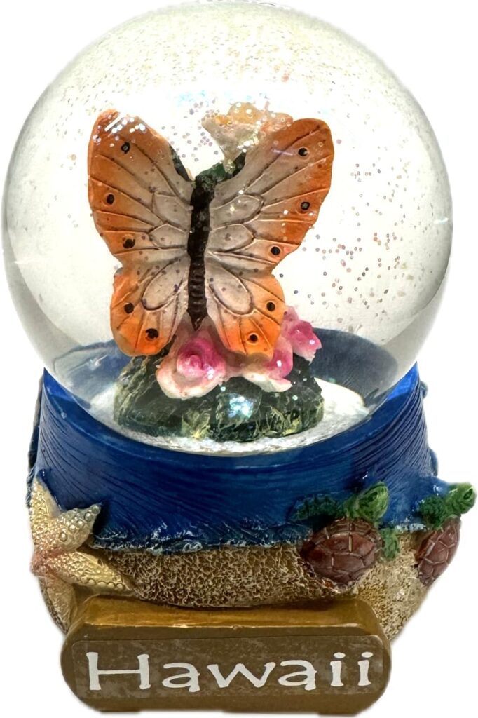 Hawaii Butterfly Snow Globe Made In The Usa 1