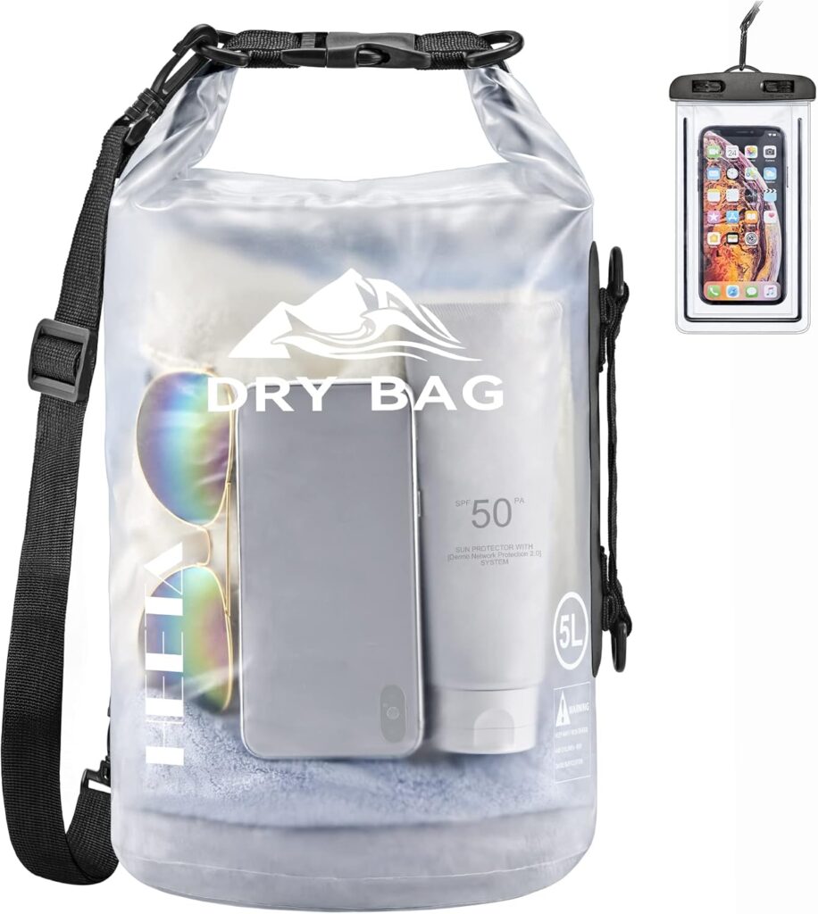 HEETA Dry Bag Waterproof for Women Men, 5L/10L/20L/30L/40L Roll Top Lightweight Dry Storage Bag Backpack with Phone Case for Travel, Swimming, Boating, Kayaking, Camping and Beach