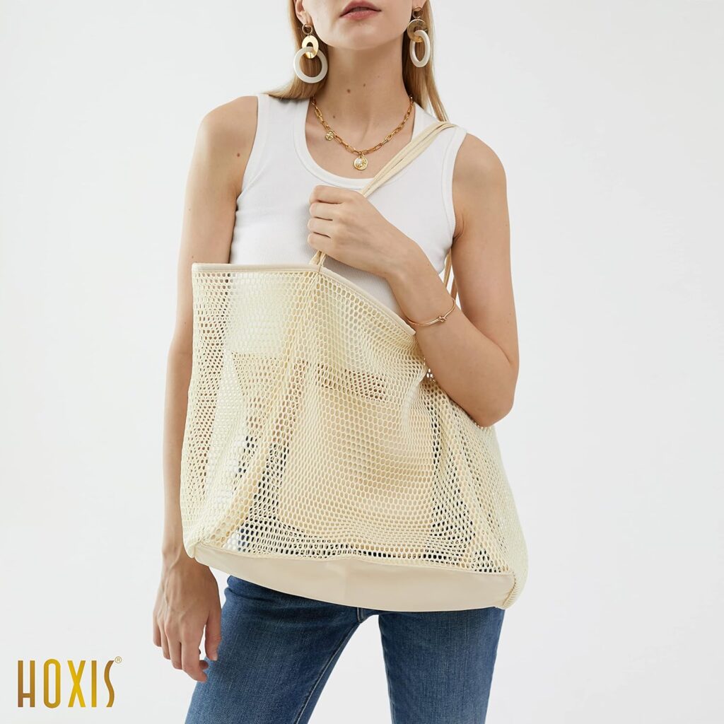 HOXIS Mesh Beach Tote Womens Shoulder Handbag