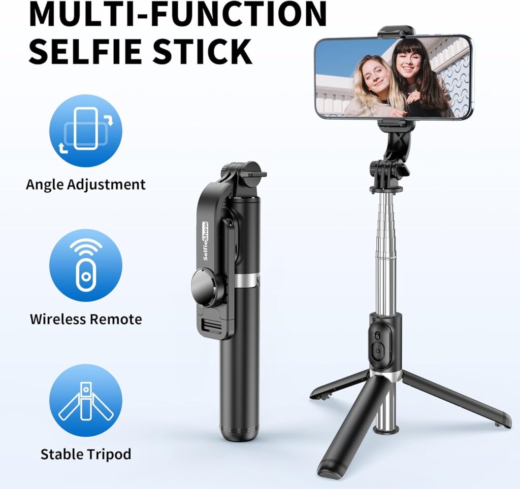 Selfie Stick Tripod All In One Extendable Portable Selfie Stick With Wireless Remote Compatible With Iphone 14 13 12 11 1 2